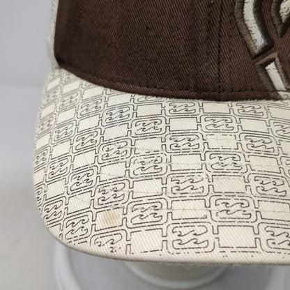 Billabong Baseball Cap Brown White One Size Flexfit All Over Print Wave Logo Hat