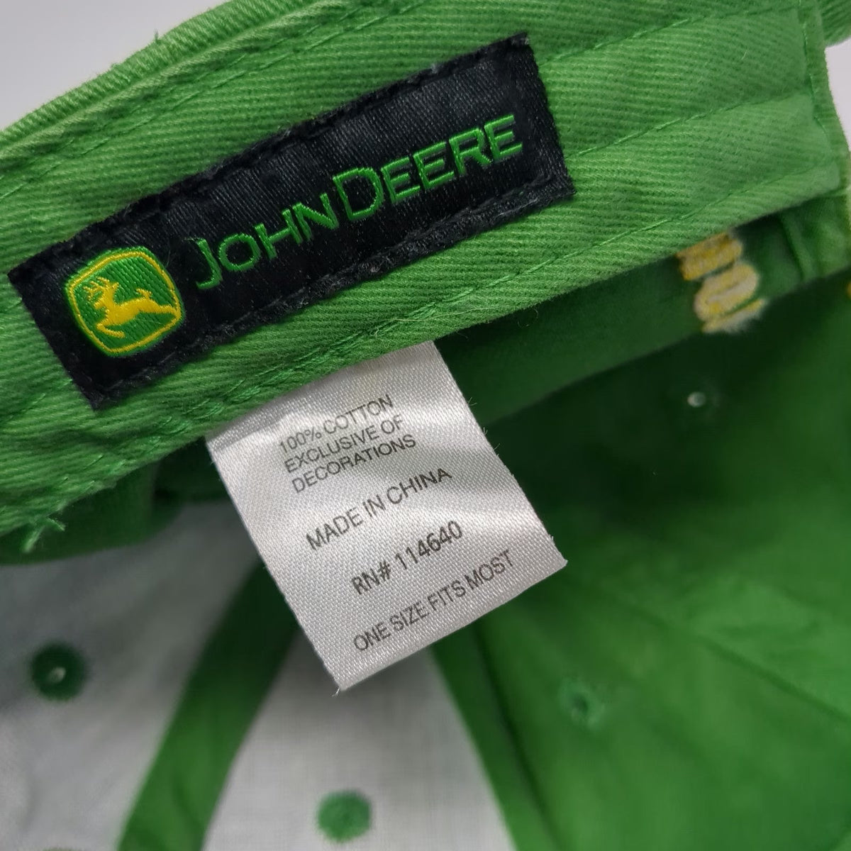 John Deere Baseball Cap Green One Size Embroidered Logo Slideback Slogan Hat