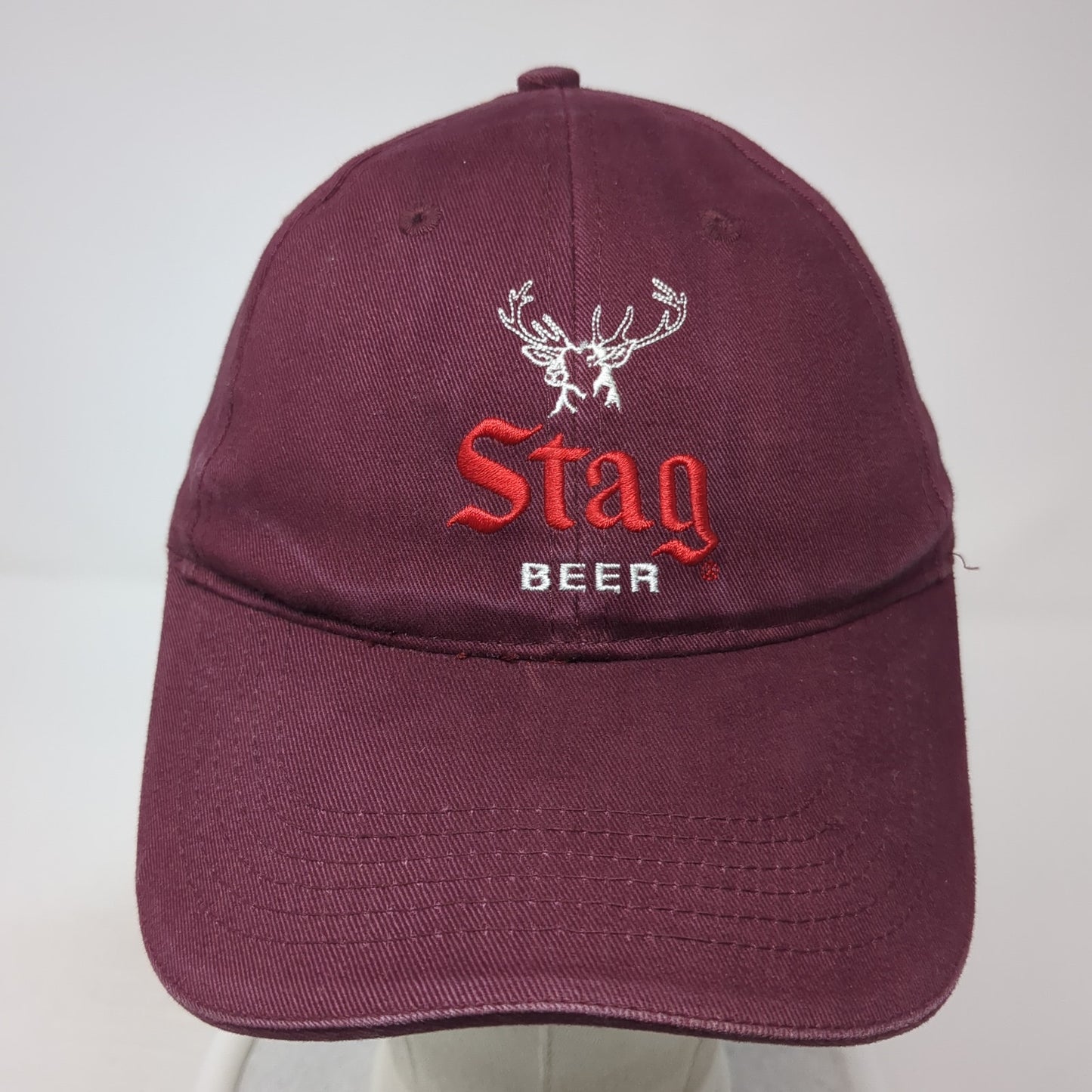 Stag Beer Strapback Hat Red One Size Adjustable Embroidered 6 Panel