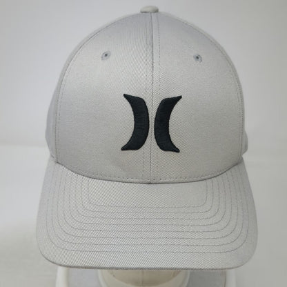 Hurley Baseball Cap Gray XL Fitted Flexfit Embroidered Logo Curved Brim Hat Surf
