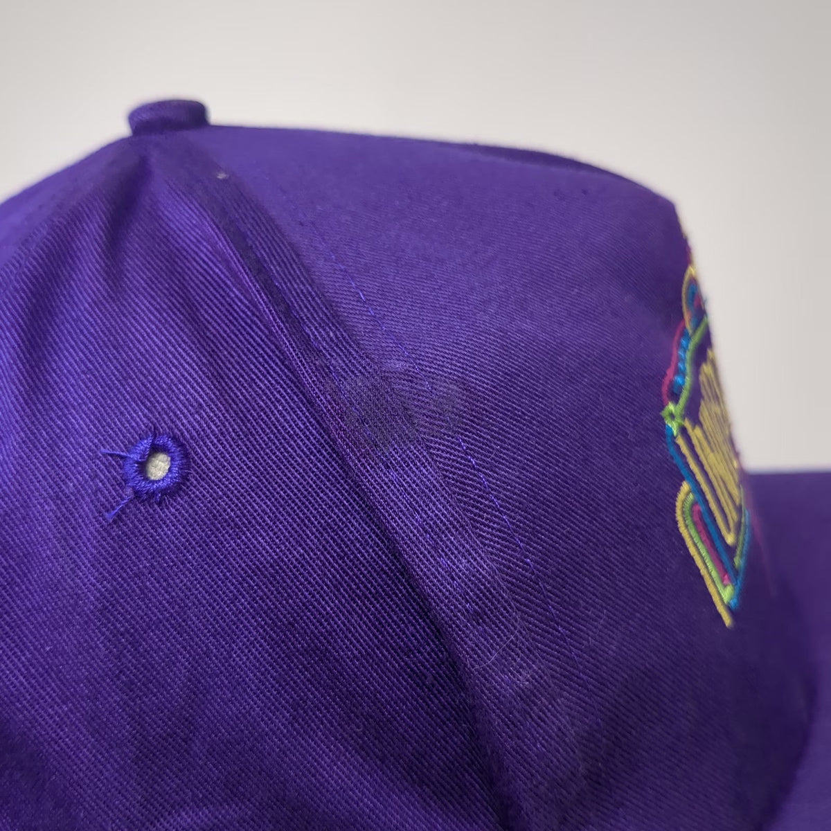 Universal Studios Florida Neon Sign Logo 5 Panel Purple Hat Snapback Vintage