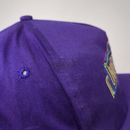 Universal Studios Florida Neon Sign Logo 5 Panel Purple Hat Snapback Vintage