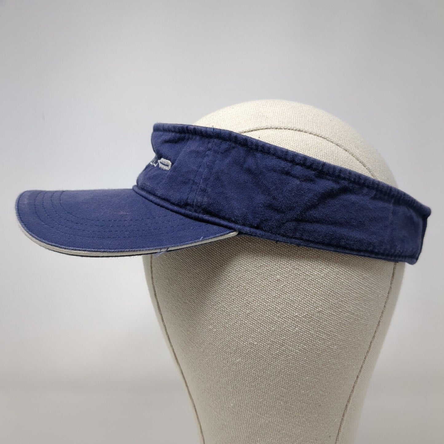 River1 Strapback Sun Visor Hat Blue OSFA Adjustable Embroidered Sportsman Cotton