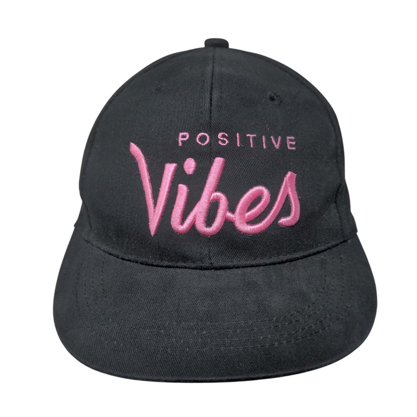 Positive Vibes Snapback Hat Black One Size Adjustable Embroidered 6 Panel Cotton
