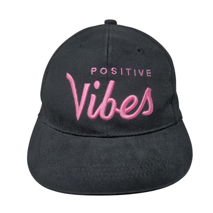 Positive Vibes Snapback Hat Black One Size Adjustable Embroidered 6 Panel Cotton
