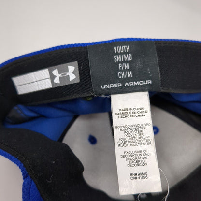 Under Armour Youth Fitted Hat Blue Small/Medium Embroidered 6 Panel