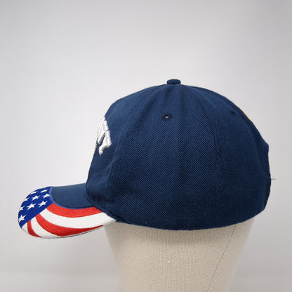 US Navy American Flag Strapback Hat Blue OS Adjustable Embroidered Patriotic