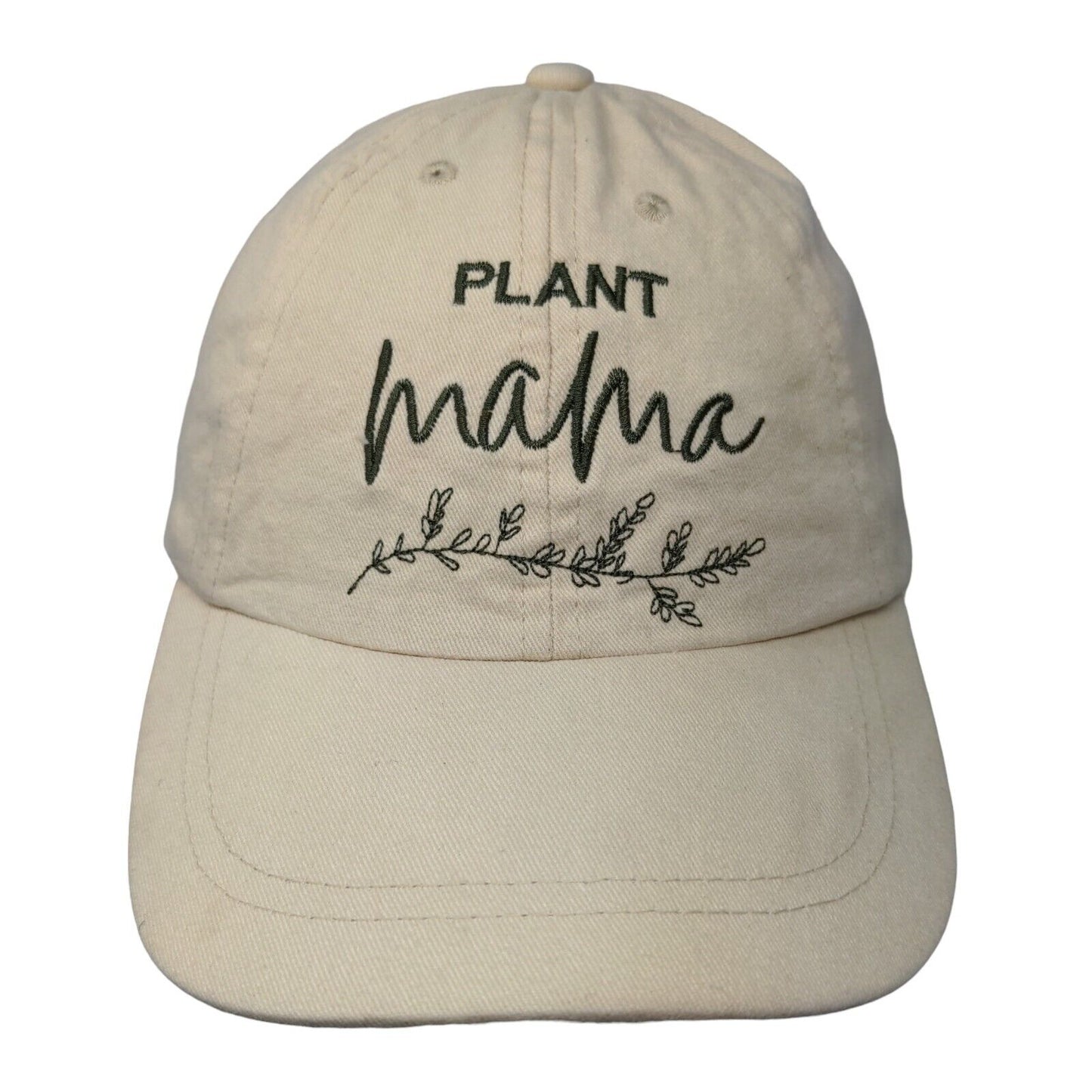 Plant Mama Strapback Hat Tan One Size Adjustable Embroidered 6 Panel Cotton