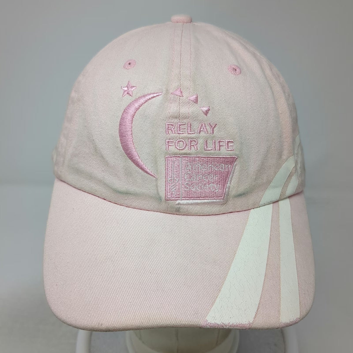 Relay Gear Baseball Cap Pink One Size American Cancer Society Moon Stripes Hat