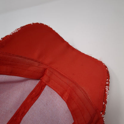 Unbranded Strapback Hat Red One Size Adjustable Bedazzled Sequin Polyester
