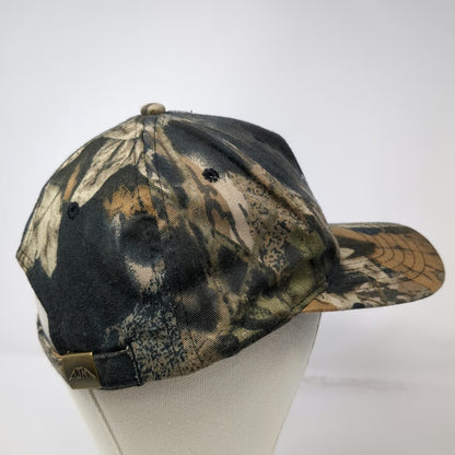 AJM International 5 Panel Brown One Size Camo Forest Products Logo Slideback Hat