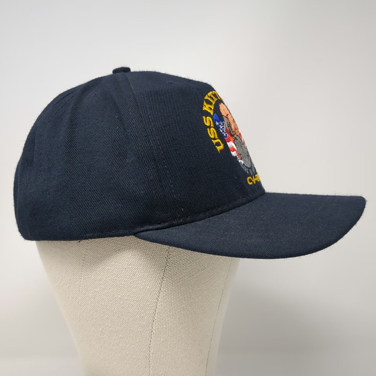 California Headwear Baseball Cap Blue L USS Kitty Hawk CV-63 Eagle Vintage USA