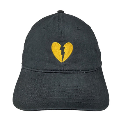 Broken Heart Slideback Hat Black OSFM Embroidered 6 Panel Riot Society