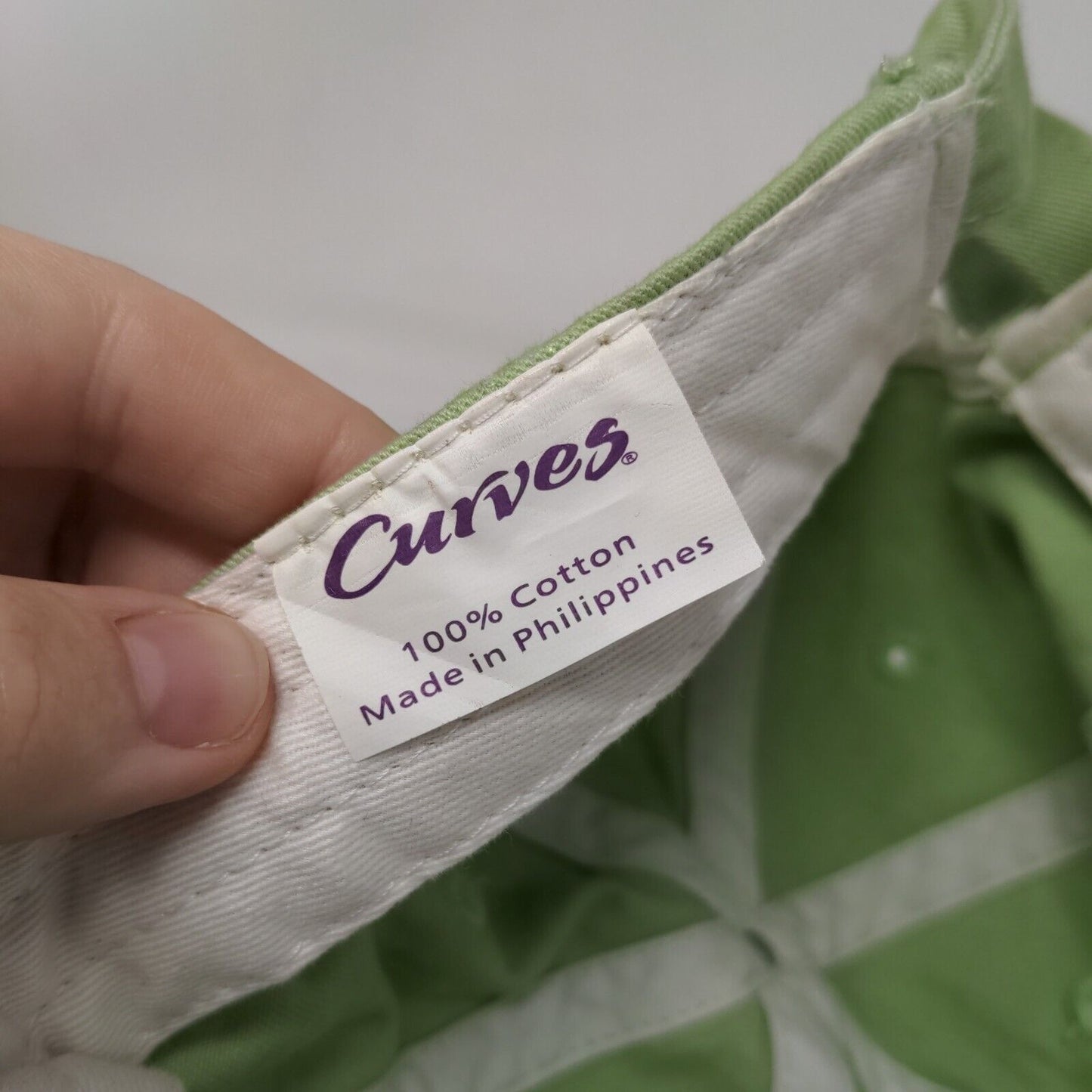 Curves Slideback Hat Green One Size Adjustable Embroidered 6 Panel Cotton
