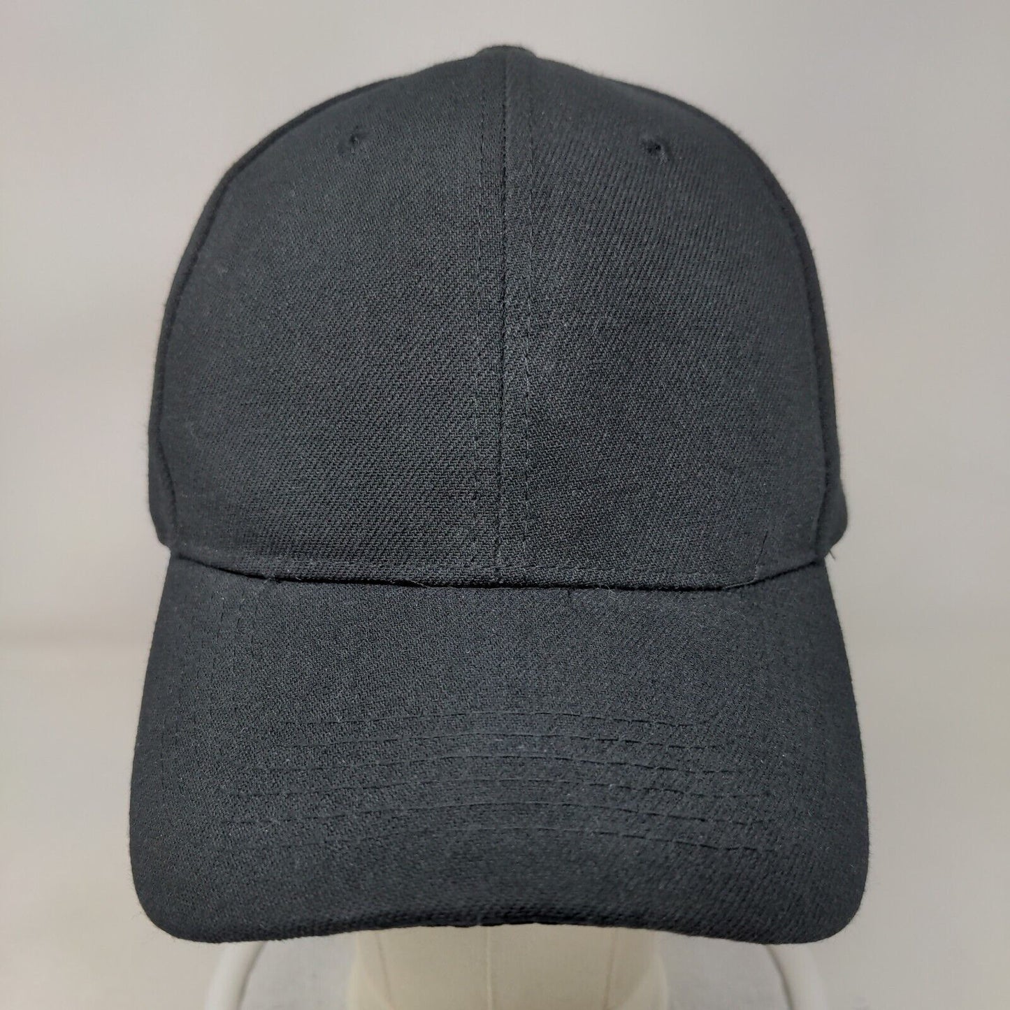 Unbranded Strapback Hat Black One Size Adjustable Vented Holes 6 Panel Blank
