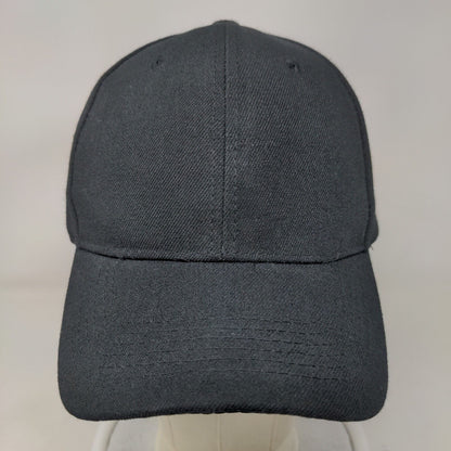 Unbranded Strapback Hat Black One Size Adjustable Vented Holes 6 Panel Blank