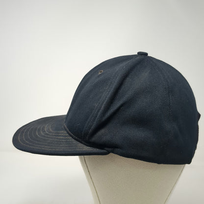 AJD Snapback Black L Nylon Double Knit Blank Hat Plain 6 Panel Adjustable Cap