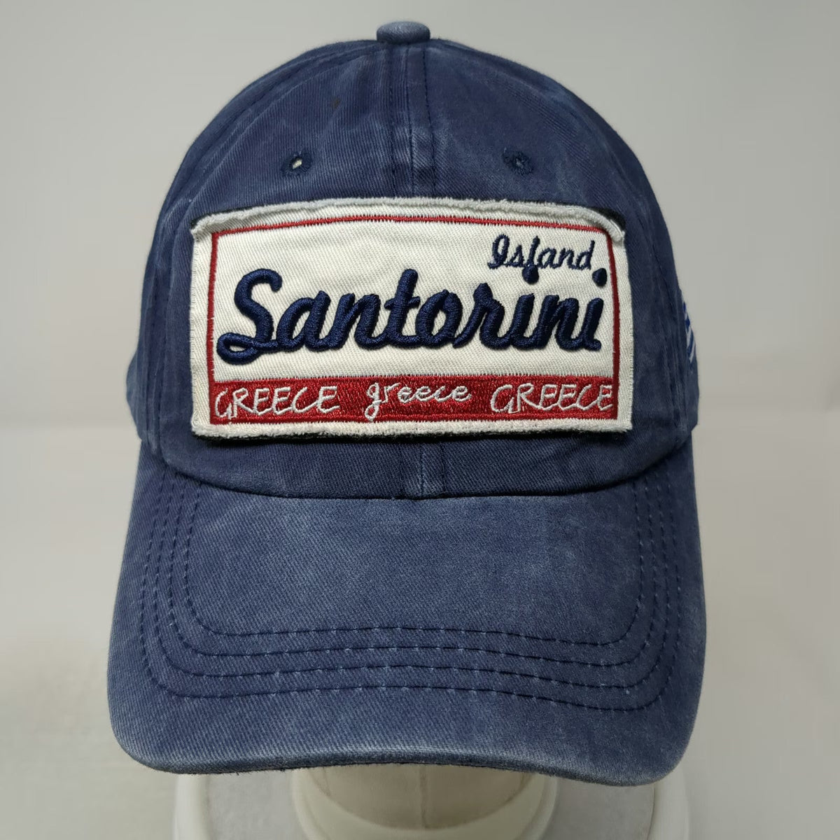 Blue Baseball Cap One Size Santorini Greece Patch Greek Flag Strapback Hat