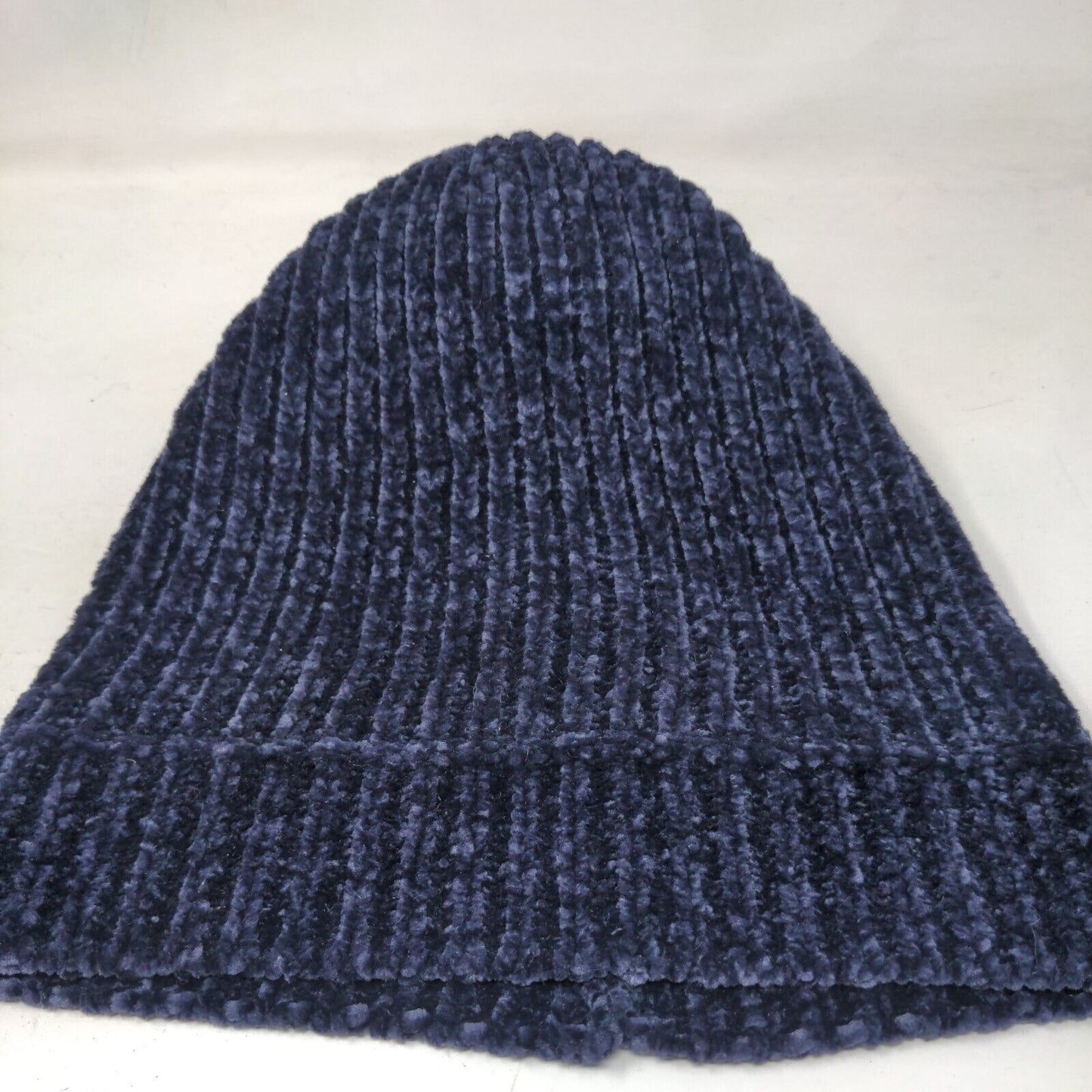 LOFT Beanie Hat Blue One Size Stretch Ribbed Knit Pom Pom Fleece Blank