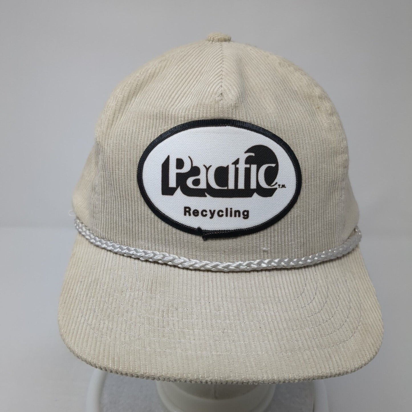 Pacific Recycling Snapback Hat Beige OS Adjustable Lightweight Corduroy Rope