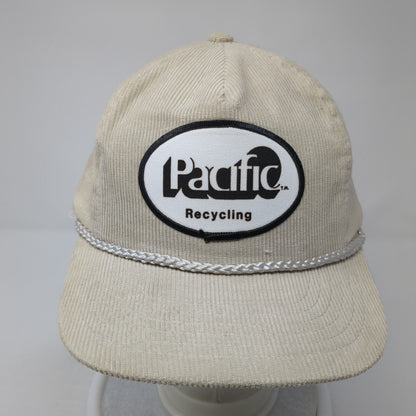Pacific Recycling Snapback Hat Beige OS Adjustable Lightweight Corduroy Rope