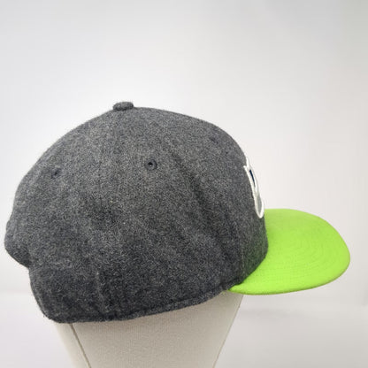 New Era Snapback Hat Gray Green L Seattle Seahawks NFL Flat Brim Wool 9FIFTY