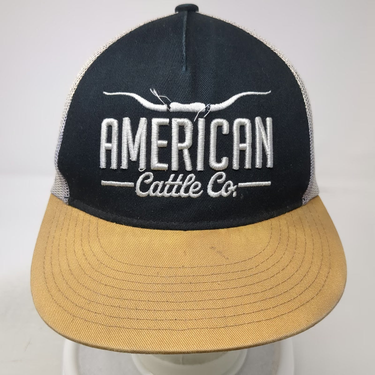 Rural Cloth Trucker Hat Black One Size American Cattle Co Longhorn Mesh Snapback