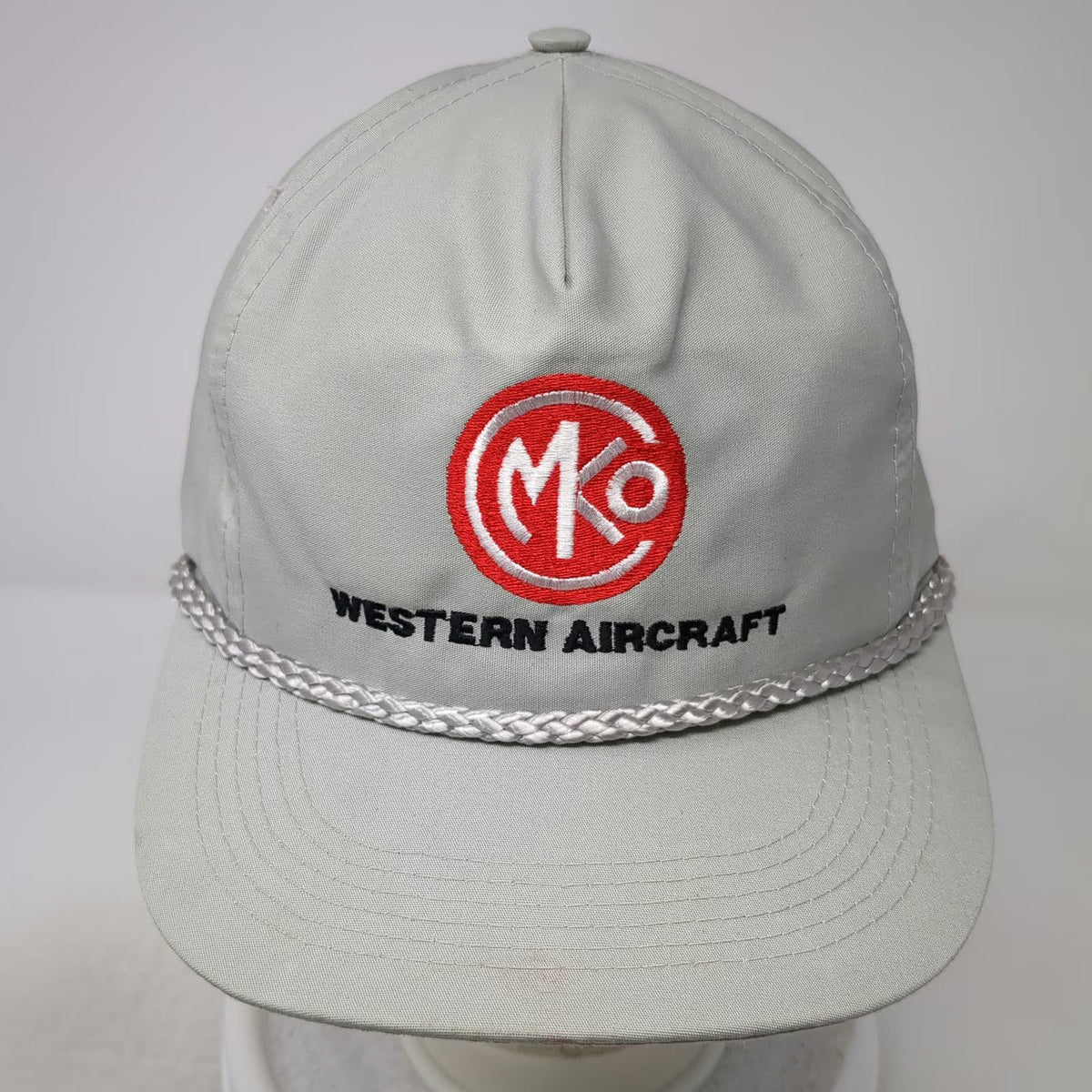Head To Toe 5 Panel Gray Hat One Size Rope Western Aircraft MKO Logo Slideback