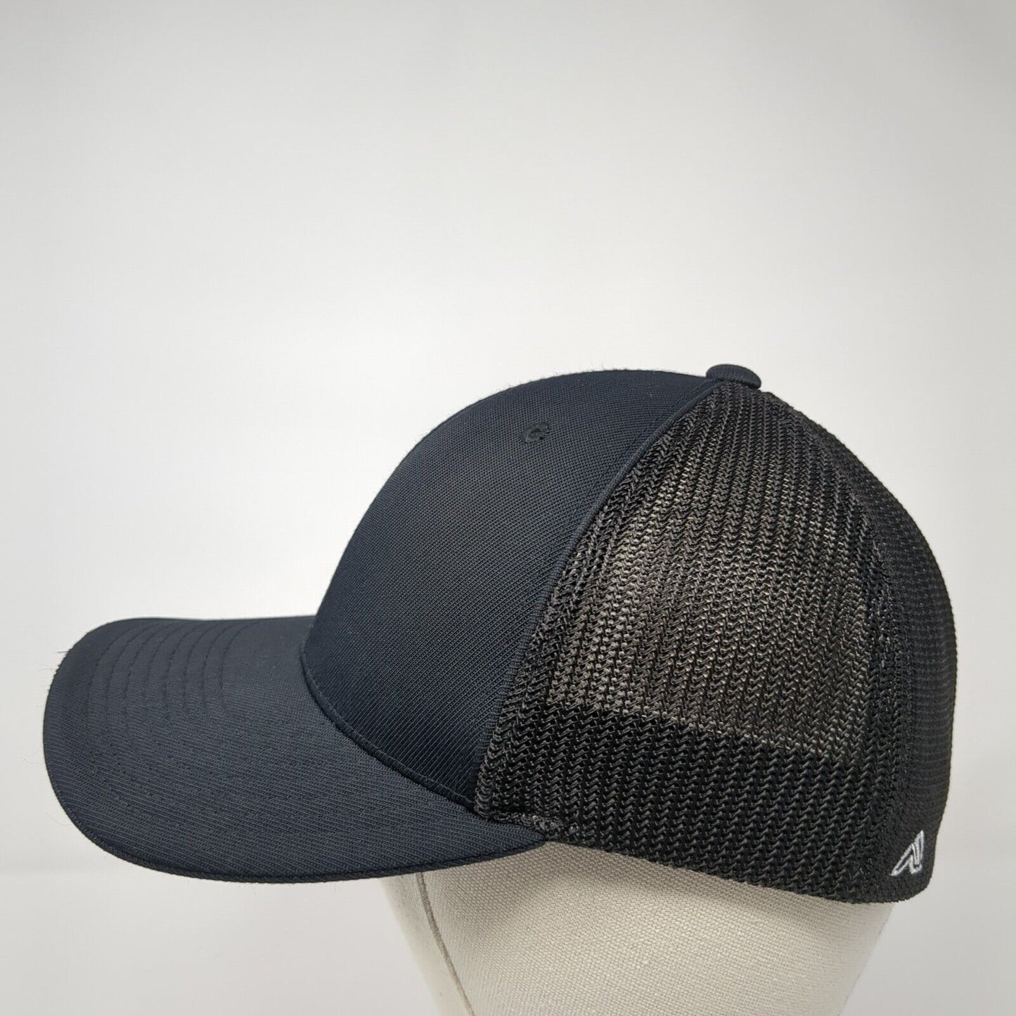 17 Telford Fitted Mesh Back Trucker Hat Black 6 7/8-7 3/8 Embroidered