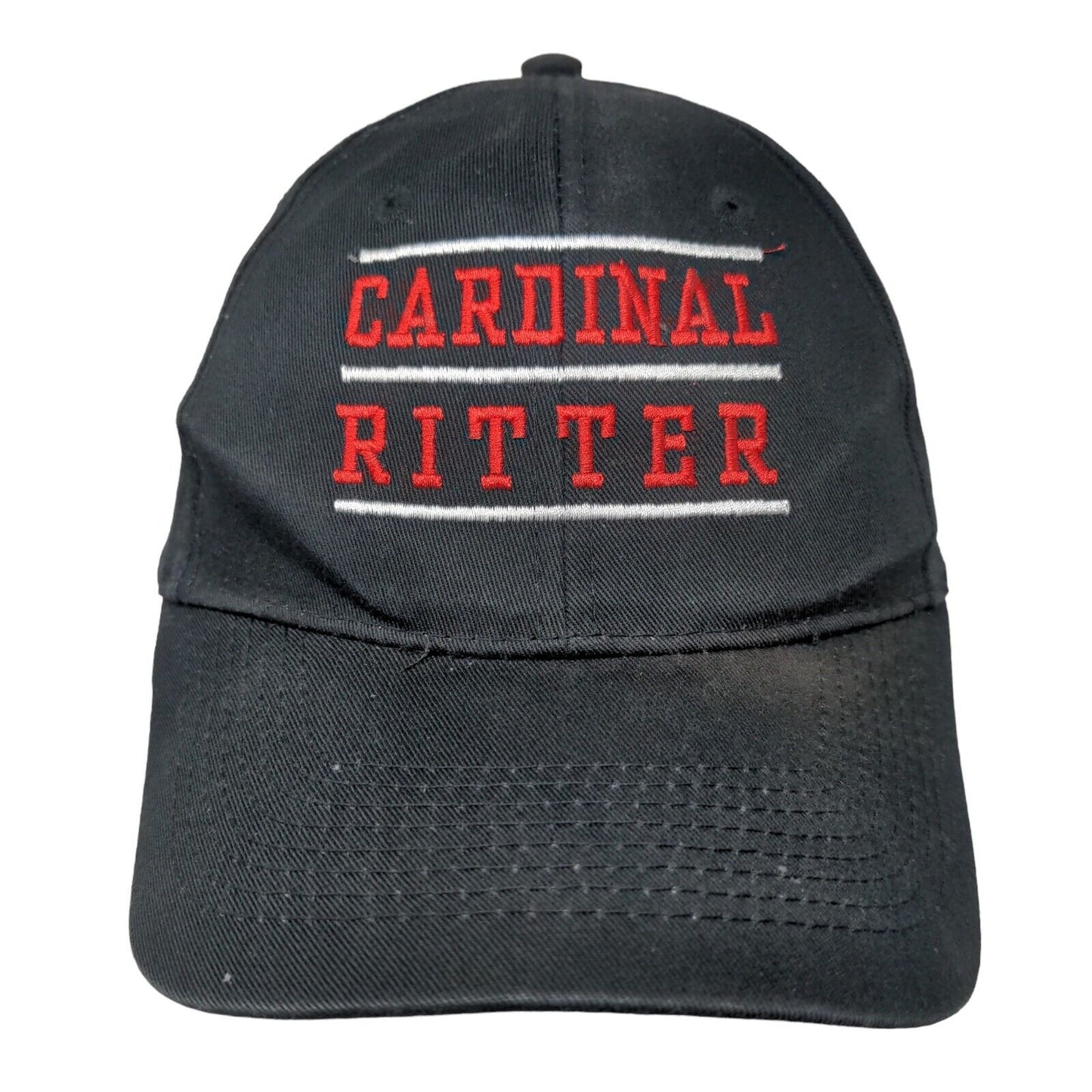 Cardinal Ritter Strapback Hat Black Embroidered School Logo 100% Cotton