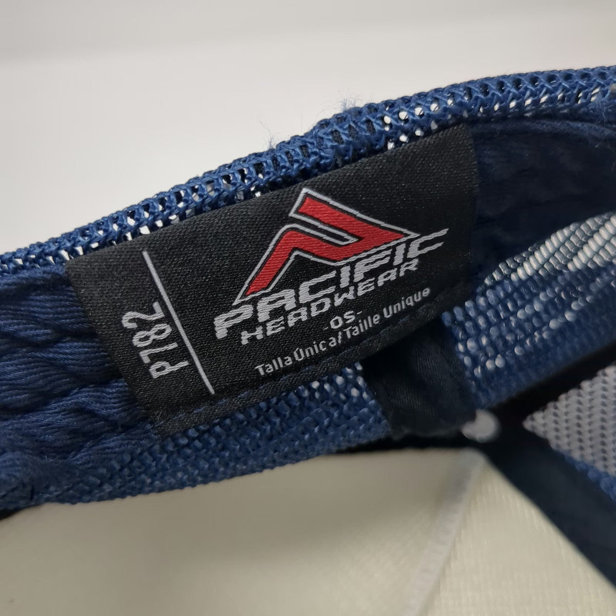 Pacific Headwear Trucker Hat White Blue Orange OSFM Mesh Rope Blank Polyester
