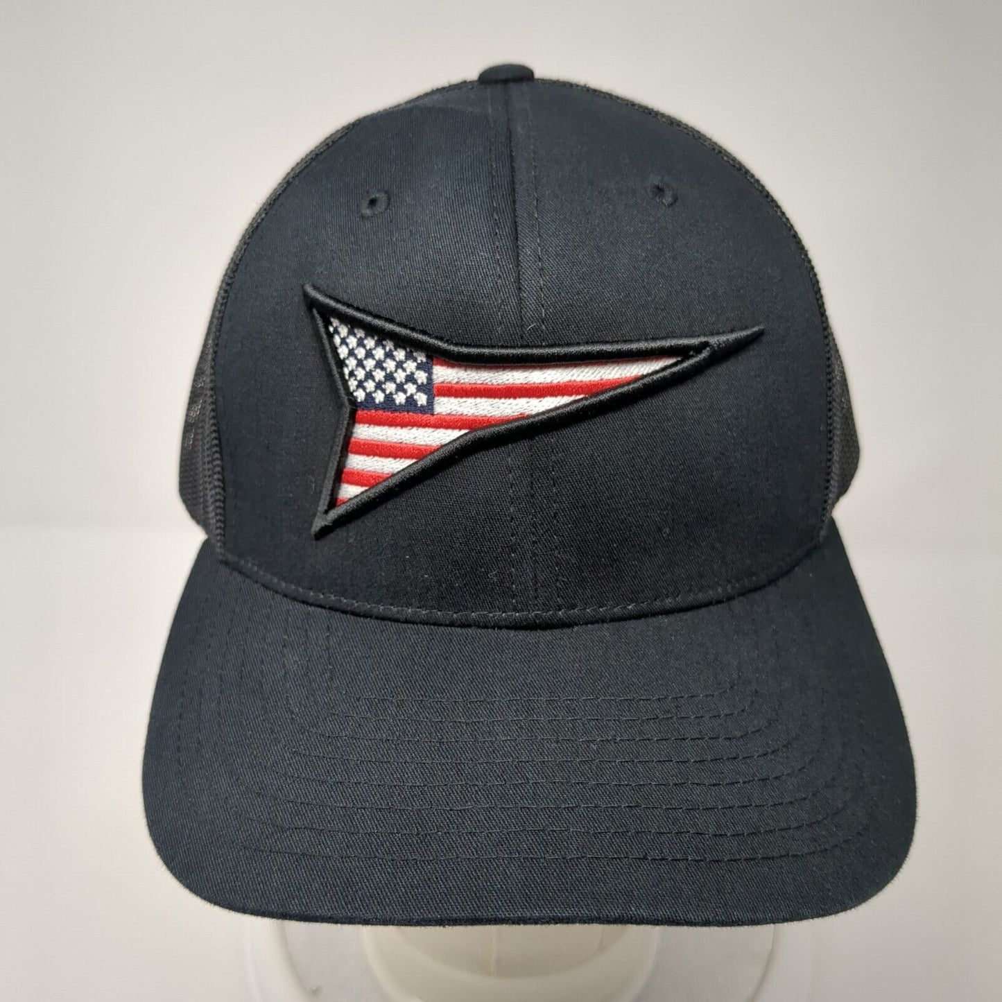 Fast Back Flag Snapback Trucker Hat Black One Size Mesh Back 6 Panel