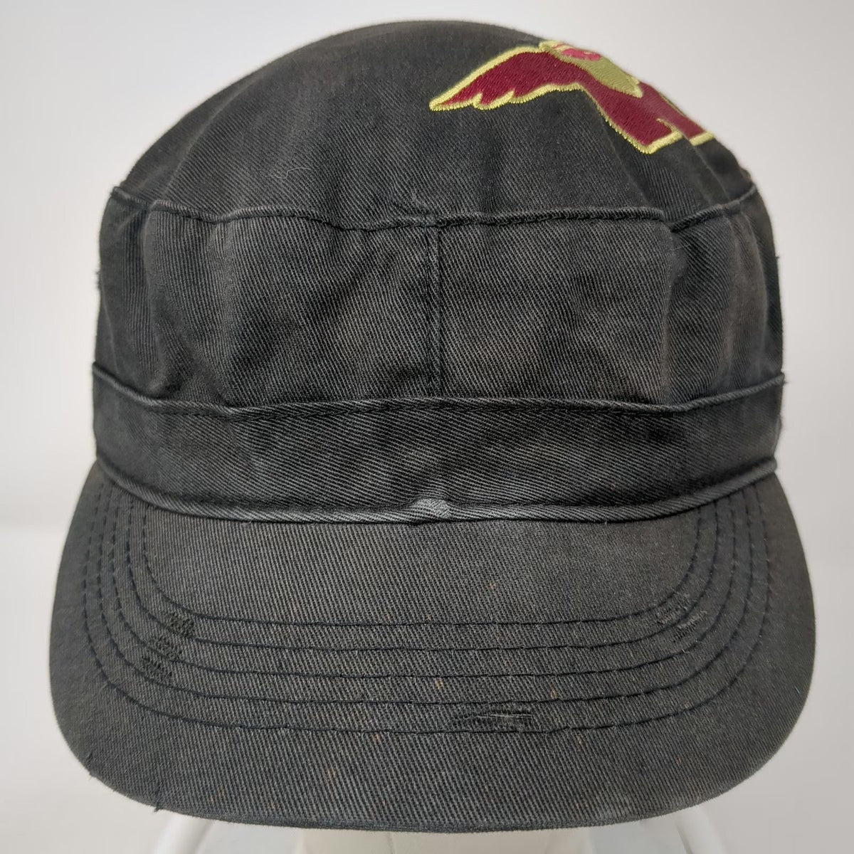 Alternative Black Army Cap One Size Strapback Cotton Hat Graphic Side Stitch