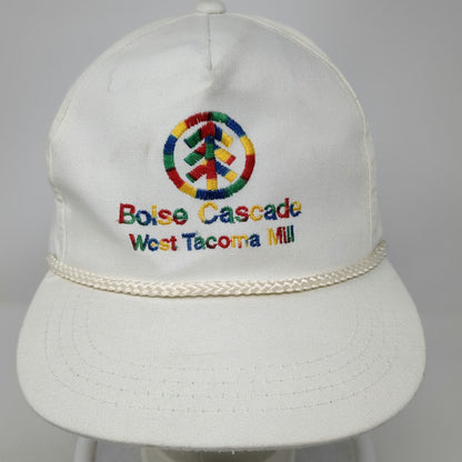 Yupoong 5 Panel White One Size Hat Boise Cascade West Tacoma Mill Rope Brim
