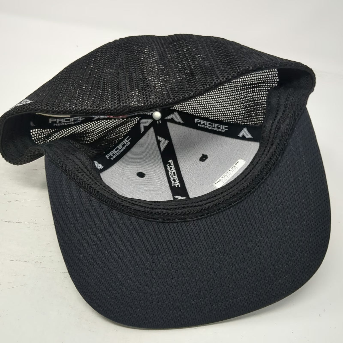 Pacific Headwear Baseball Cap Black 7 3/8 Mesh Back Stretch Fit Sunroc Logo Hat