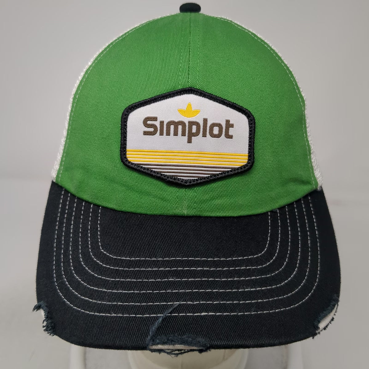 K-Products Baseball Cap Green OSFM Simplot Patch Mesh Back Strapback Trucker Hat