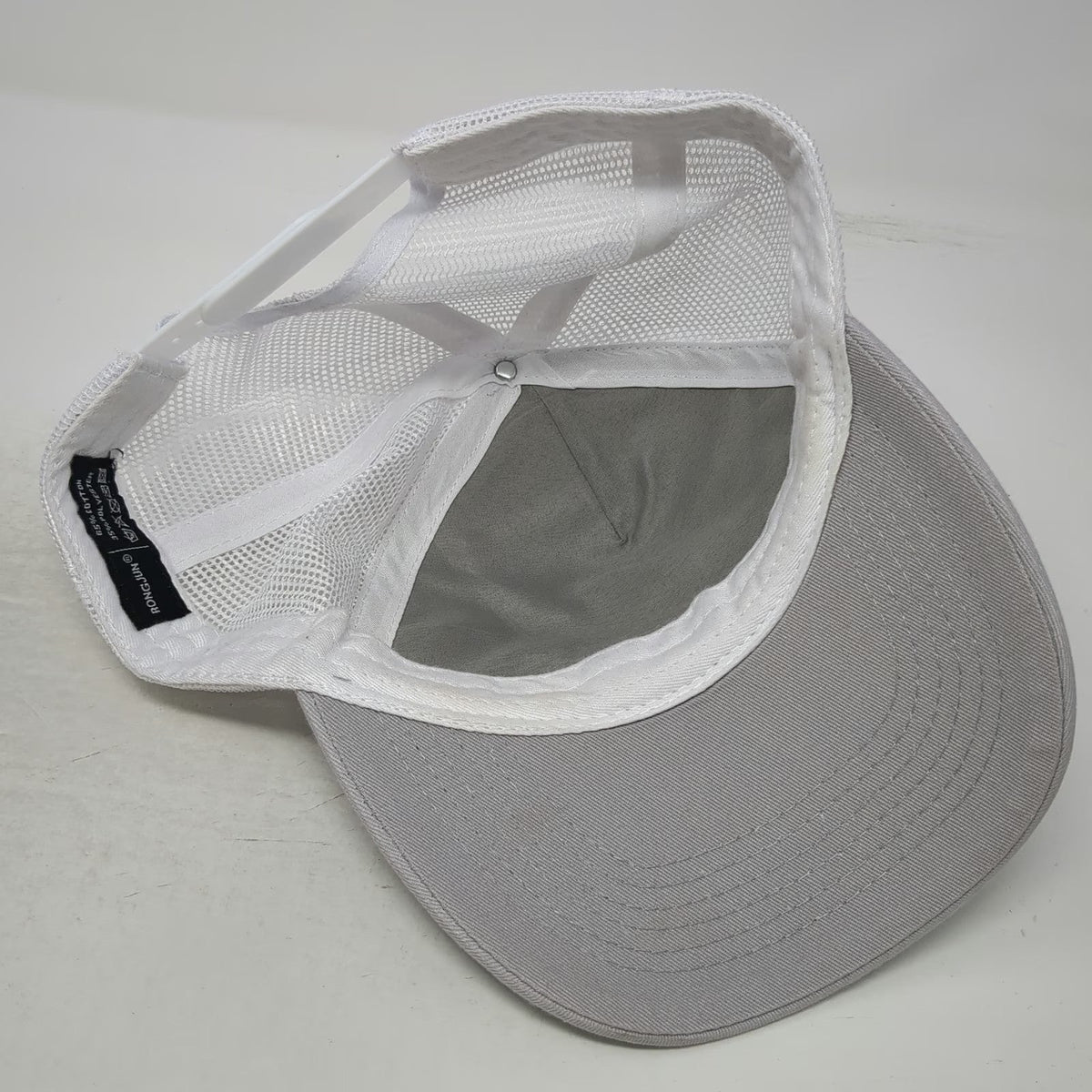Rong Jun Trucker Hat Gray White One Size American Flag Mesh Snapback Adjustable