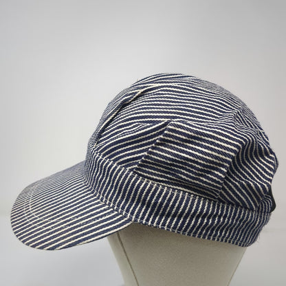 Merit Snapback Hat Blue White Hickory Stripe One Size Cotton Engineer Striped