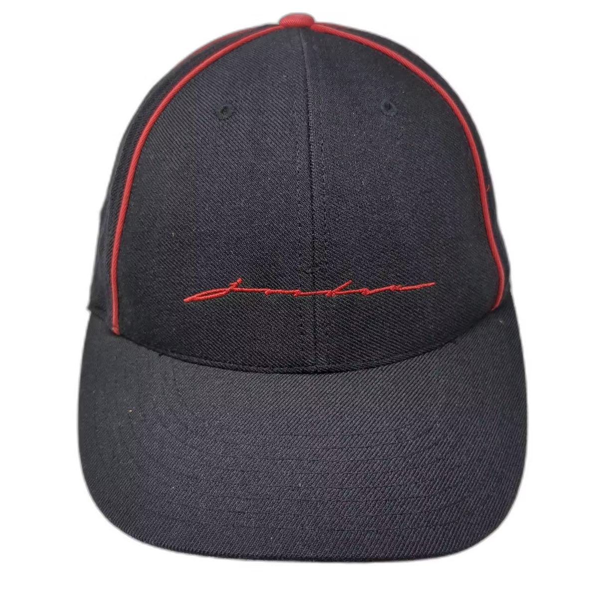 Jordan Baseball Cap Black Red Wool Fitted Hat 7 1/4 Jumpman Logo Embroidered