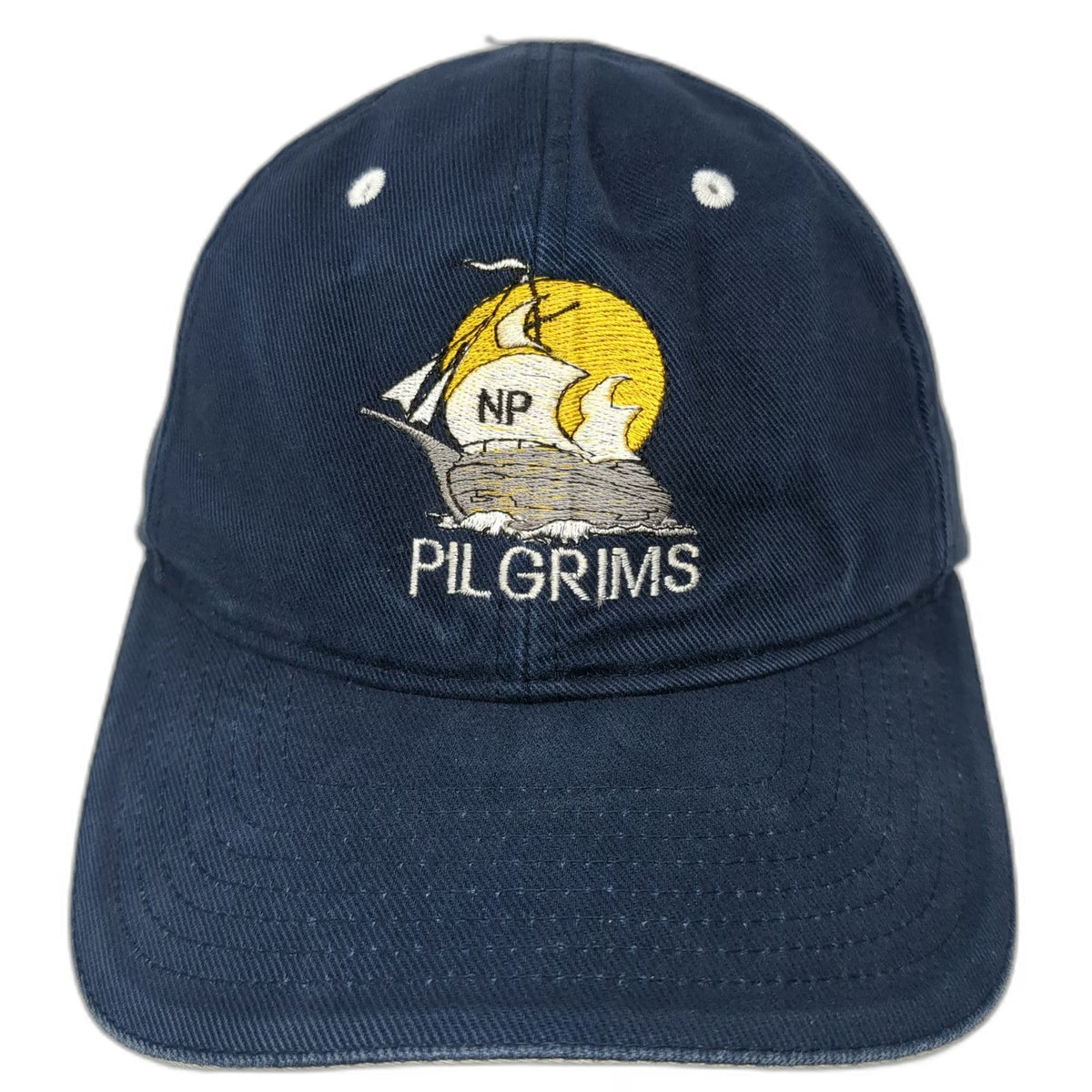 Yupoong Baseball Cap Blue One Size Hat Pilgrims Sailing Ship Graphic Strapback