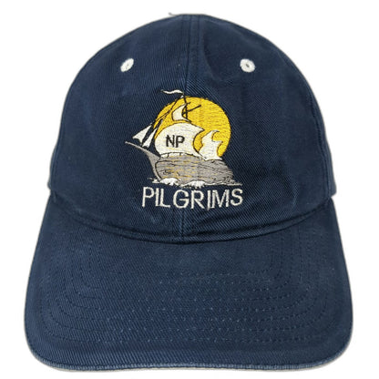 Yupoong Baseball Cap Blue One Size Hat Pilgrims Sailing Ship Graphic Strapback