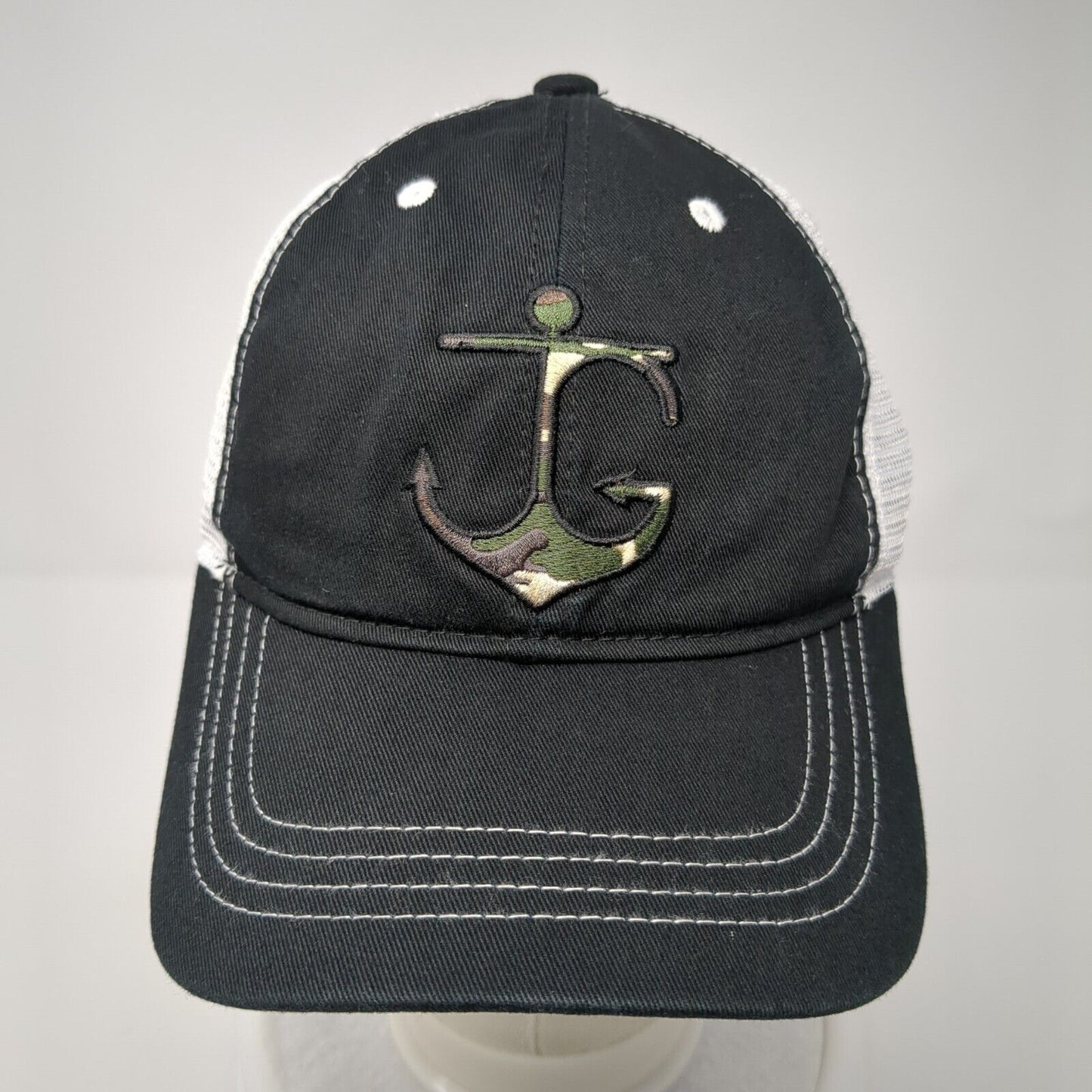 Jessie G Camo Anchor Snapback Trucker Hat Black One Size Mesh Back