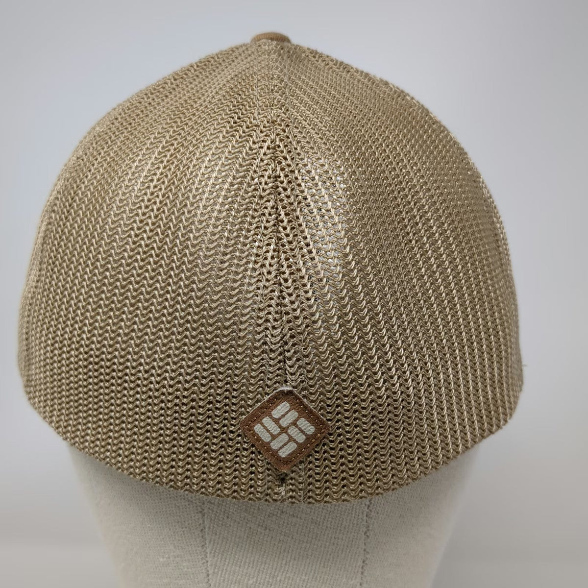 Columbia Baseball Cap Brown XL Mesh Stretch Fit Pine Tree American Flag Hat