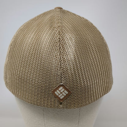 Columbia Baseball Cap Brown XL Mesh Stretch Fit Pine Tree American Flag Hat