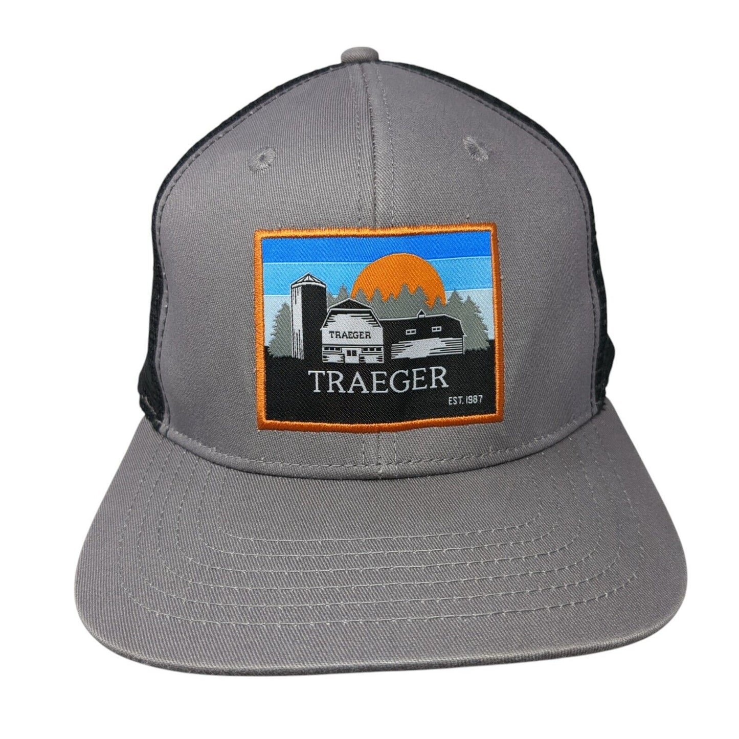 Traeger Est. 1987 Wood Fired Grills Snapback Trucker Hat Gray OS Adjustable Mesh