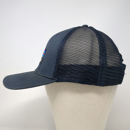Patagonia Trucker Hat Blue One Size Mesh Back Snapback Logo Patch Mountain Peak
