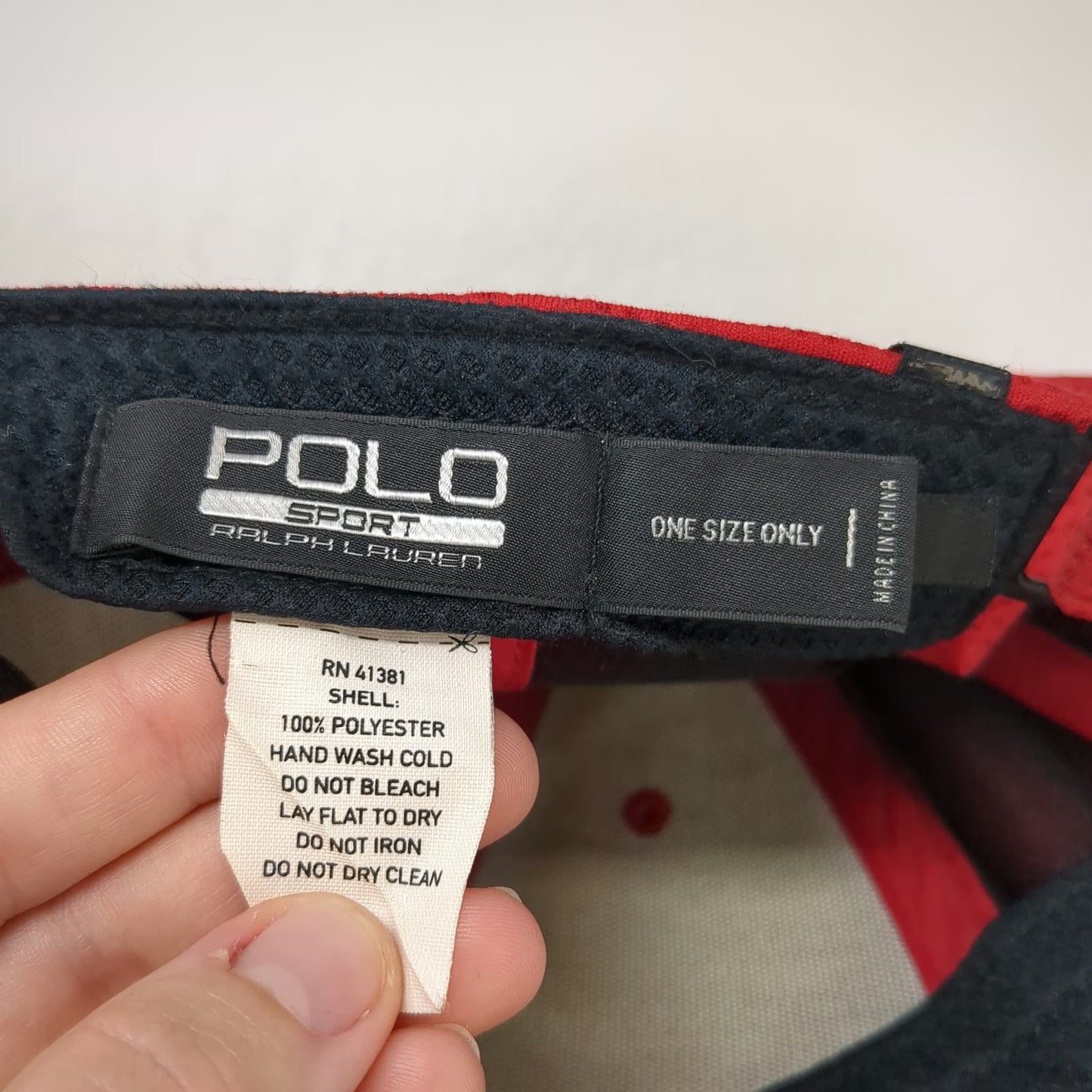 Polo Sport Ralph Lauren Red One Size Perforated Baseball Cap Hat Slideback
