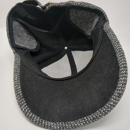 Ediko Baseball Cap Gray One Size Ear Flaps Tweed Textured Strapback Winter Hat