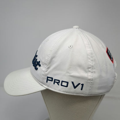 Titleist Baseball Cap White OSFM Pro V1 FootJoy Golf Performance Adjustable Hat