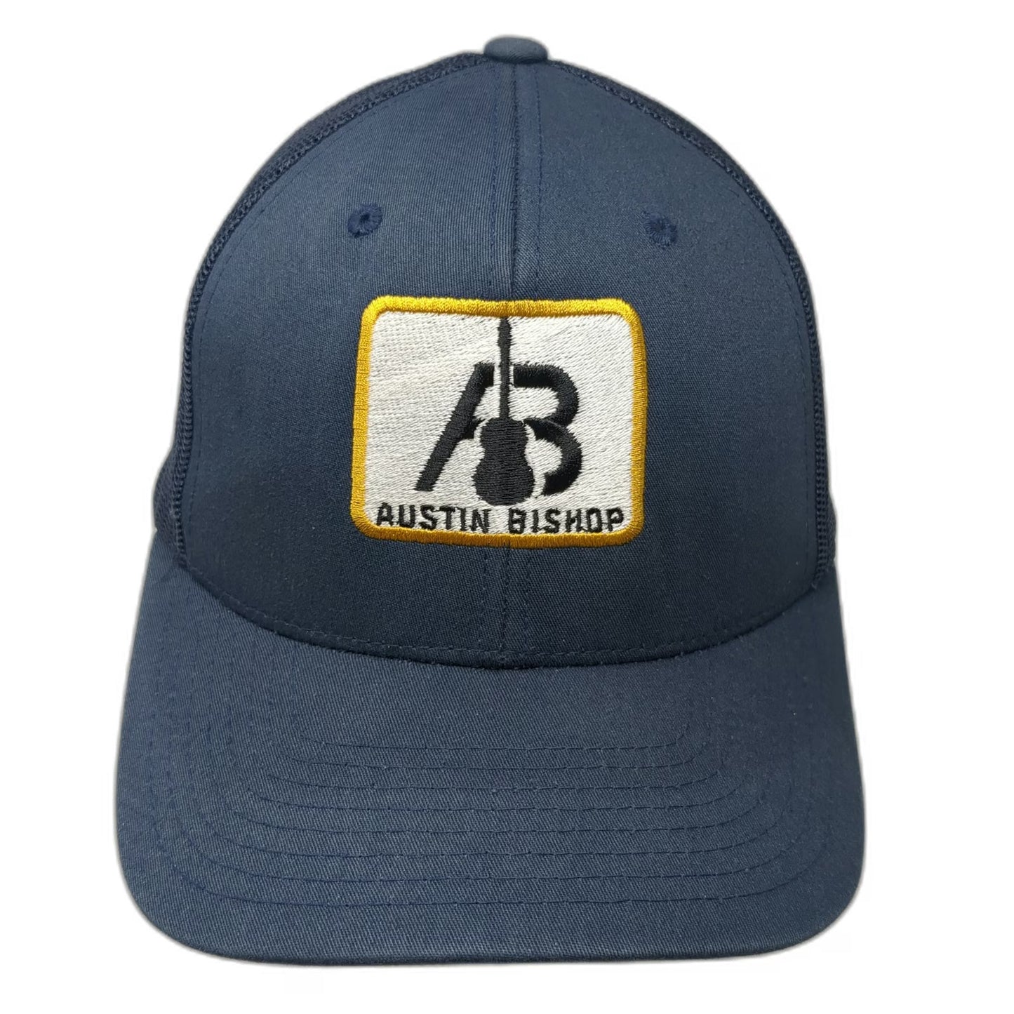 Yupoong Blue Trucker Hat One Size Austin Bishop Guitar Patch Snapback Mesh